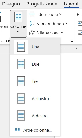 Menu colonne